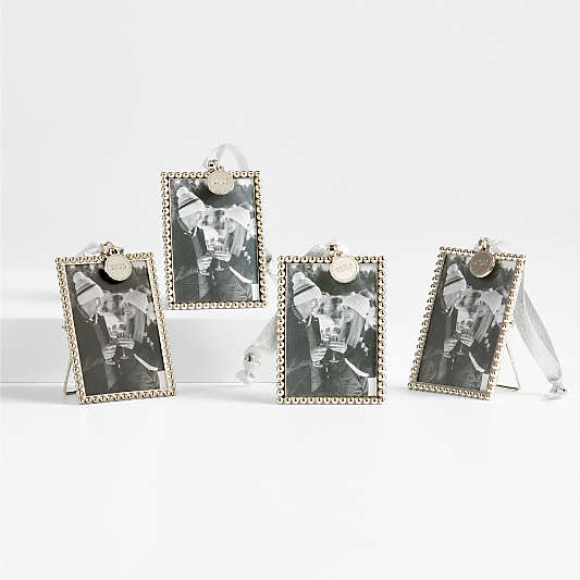 Silver Dot Frame 2025 Christmas Tree Ornament, Set of 4