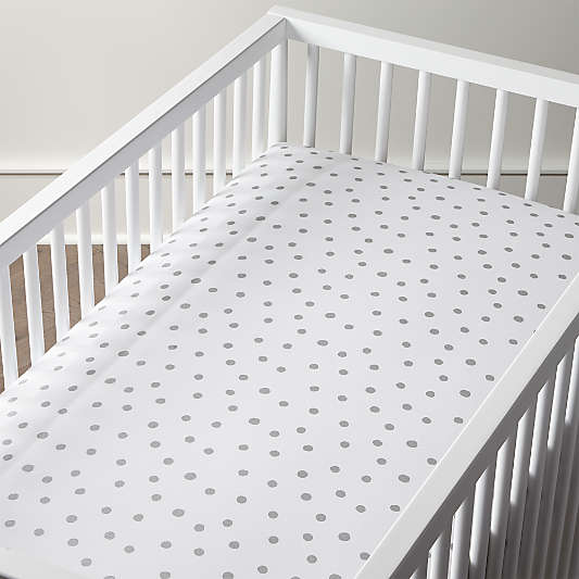 Organic Silver Polka Dot Crib Fitted Sheet