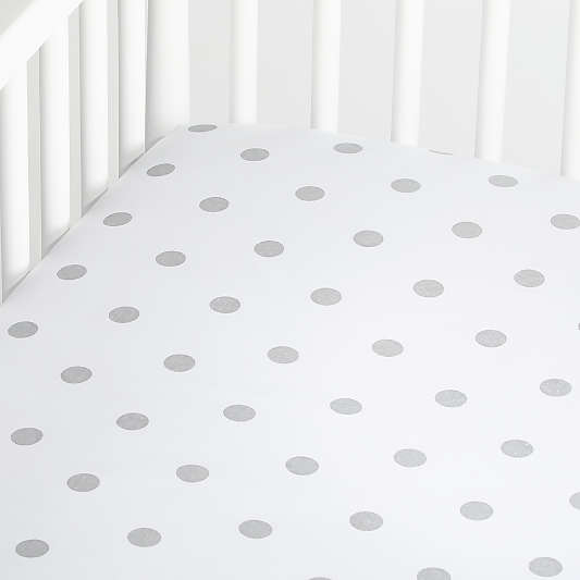 Organic Silver Dot Crib Fitted Sheet