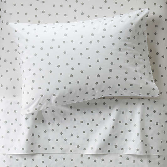 Organic Silver Polka Dot Twin Sheet Set