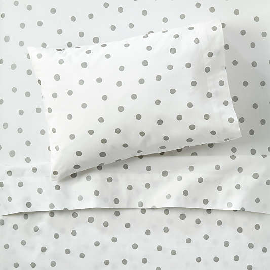 Organic Silver Polka Dot Toddler Sheet Set