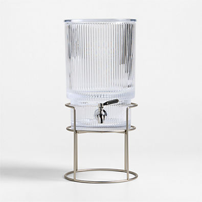 View Atwell 1.7-Gallon Ribbed Glass Drink Dispenser with Silver Stand Set details