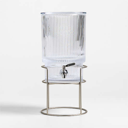 Atwell 1.7-Gallon Ribbed Glass Drink Dispenser with Silver Stand Set