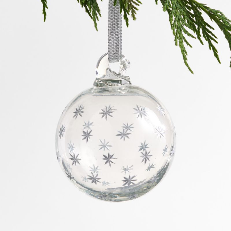 Silver Etched Star Ball Christmas Ornament - image 0 of 1