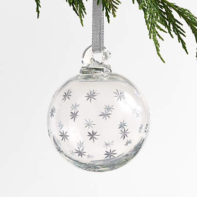 Silver Etched Star Ball Christmas Ornament