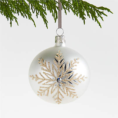 Handmade Silver And Gold Glitter Striped White Glass Ball Christmas ...