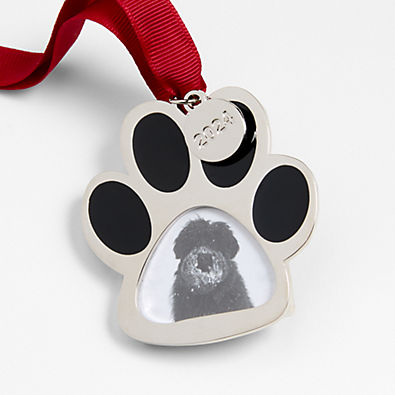 View Silver Paw Print 2024 Frame Christmas Ornament details