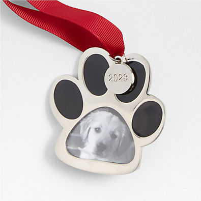 View 2023 Silver Paw Print Picture Picture Frame Christmas Tree Ornament details