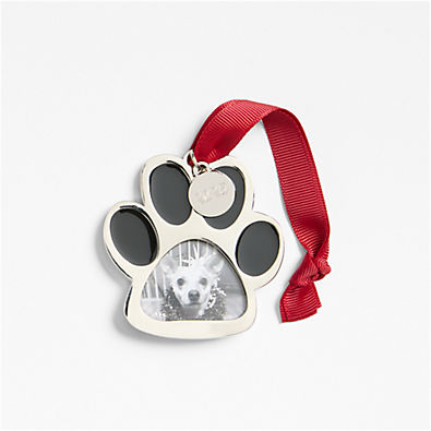 View Silver Paw Print Frame 2025 Christmas Tree Ornament details