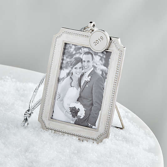 Silver Pearl Photo Frame Ornament with 2019 Charm