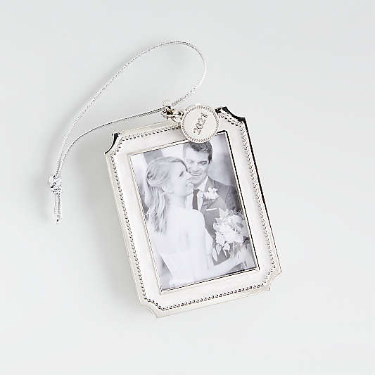 Silver Pearl Picture Frame Christmas Ornament 2021