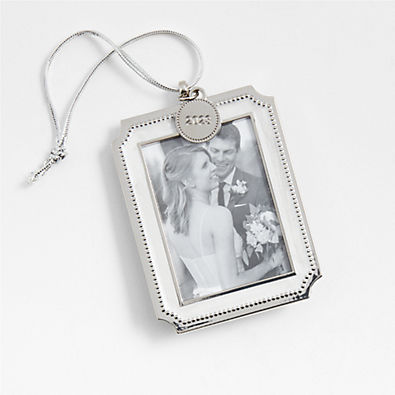 View 2023 Silver Pearl Picture Picture Frame Christmas Tree Ornament details