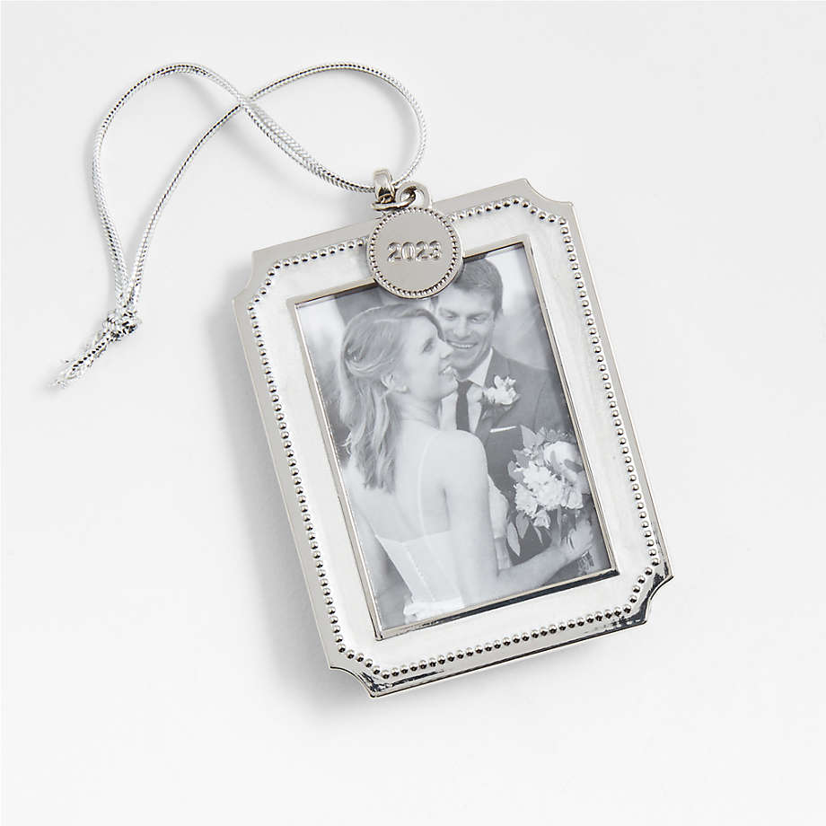 2023 Silver Pearl Picture Picture Frame Christmas Tree Ornament (Open Larger View)