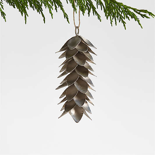 Silver Metal Pinecone Christmas Tree Ornament