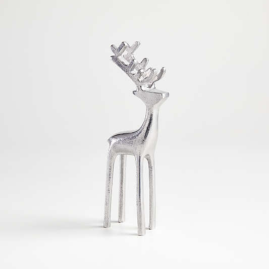 Silver Holiday Reindeer Decoration 9"