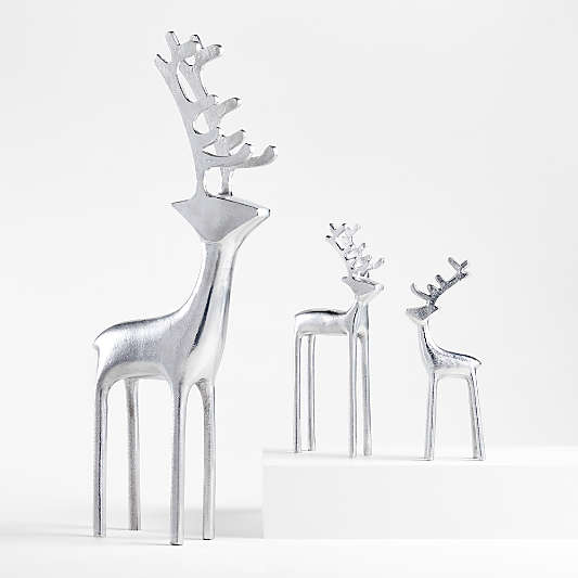 Silver Holiday Reindeer Decoration 21"