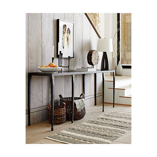 Silviano 84" Rectangular Black Iron and Steel Console Table