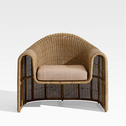 Simeon Outdoor Wicker Lounge Chair With, Crate And Barrel Outdoor Furniture Cushions