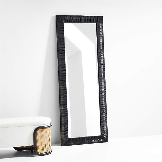 Simi Black Rattan Floor Mirror Crate Barrel