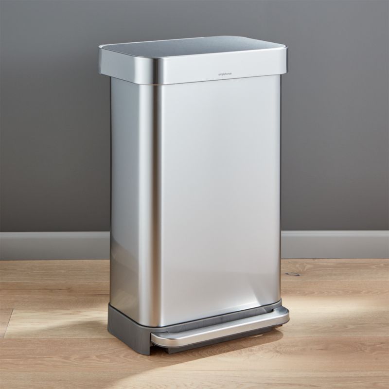 Simplehuman 45l Rectangular Liner Rim Plastic Step Trash Can White