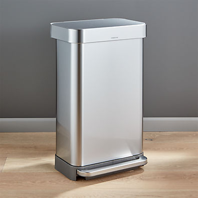 View Simplehuman 45 Liter Rectangular Kitchen Trash Can with Liner Pocket, Stainless Steel details