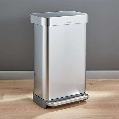 simplehuman 45 Liter / 12 Gallon Rectangular Hands-Free Kitchen Step Trash  Can with Soft-Close Lid, Brushed Stainless Steel