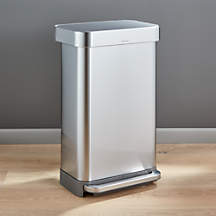 Simplehuman 45 Liter Rectangular Kitchen Trash Can with Liner Pocket, Stainless Steel + Reviews | Crate & Barrel