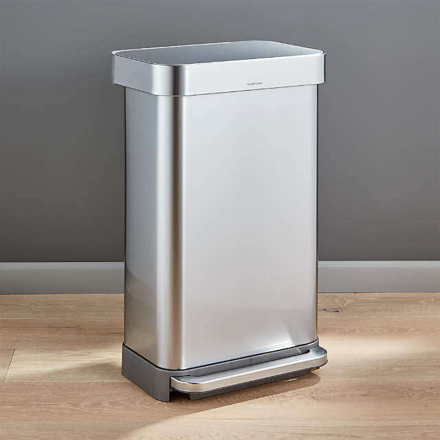 Simplehuman 45 Liter 12 Gallon Stainless Steel Step Trash Can Reviews Crate Barrel Stainless Steel Step Trash Can, Simplehuman In Cabinet Trash Can Dimensions