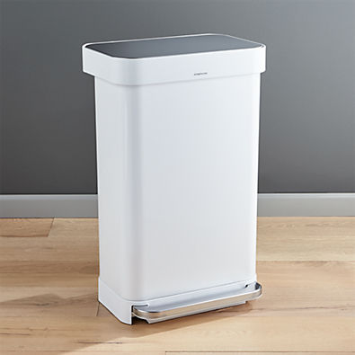 View Simplehuman 45 Liter Rectangular Kitchen Trash Can with Liner Pocket, White Steel details