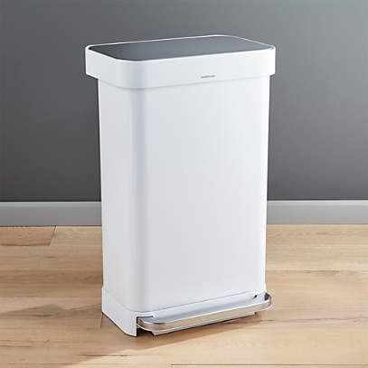simplehuman 45-liter/12-gallon White Rectangular Step Can + Reviews | Crate & Barrel