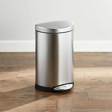 View simplehuman ® 10-Liter/2.6-Gallon Semi-Round Stainless Steel Step Trash Can details