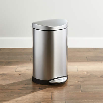 Simplehuman 10 Liter 2 6 Gallon Semi Round Stainless Steel Step Trash Can Reviews Crate Barrel Simplehuman 10 Liter 2 6 Gallon Semi, Stainless Steel Half Round Trash Can