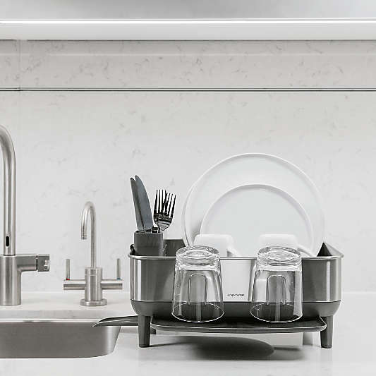 Simplehuman Compact Dish Drying Rack, Brushed Stainless Steel Frame