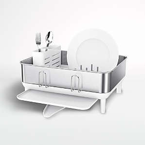 Black Dish Rack with Wood Handles | Crate & Barrel