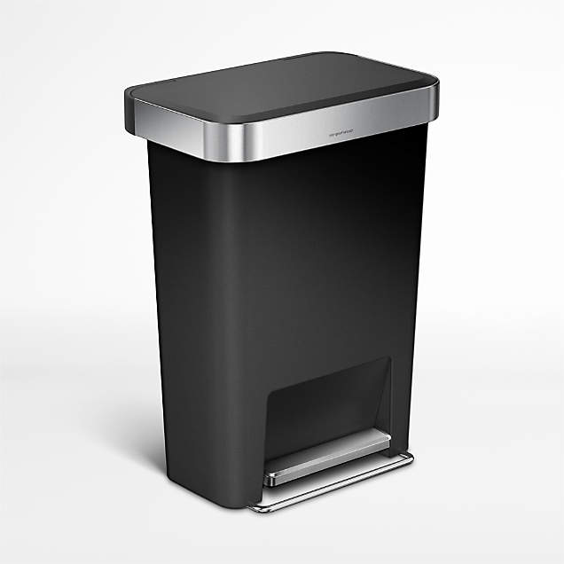 simplehuman Black Plastic 40Liter Slim Step Trash Can + Reviews