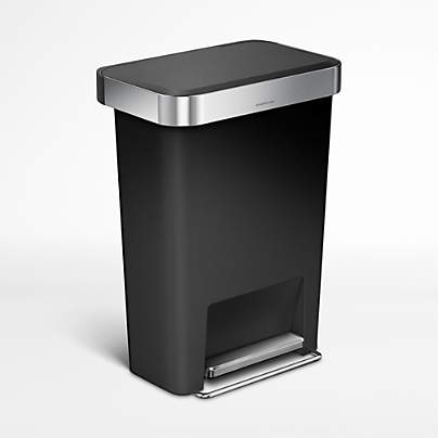 simplehuman ® Black Plastic 45-Liter Rectangular Step Trash Can