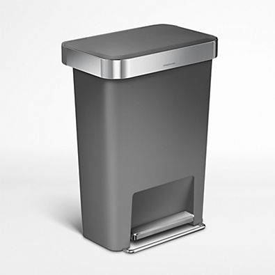 View simplehuman ® Grey Plastic 45-Liter Rectangular Step Trash Can details