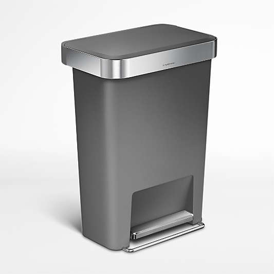 simplehuman ® Grey Plastic 45-Liter Rectangular Step Trash Can