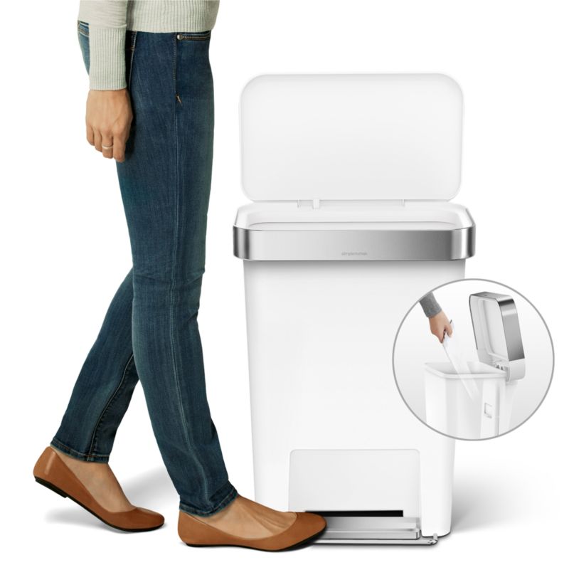 simplehuman ® White Plastic 45-Liter Rectangular Step Trash Can - image 4 of 5