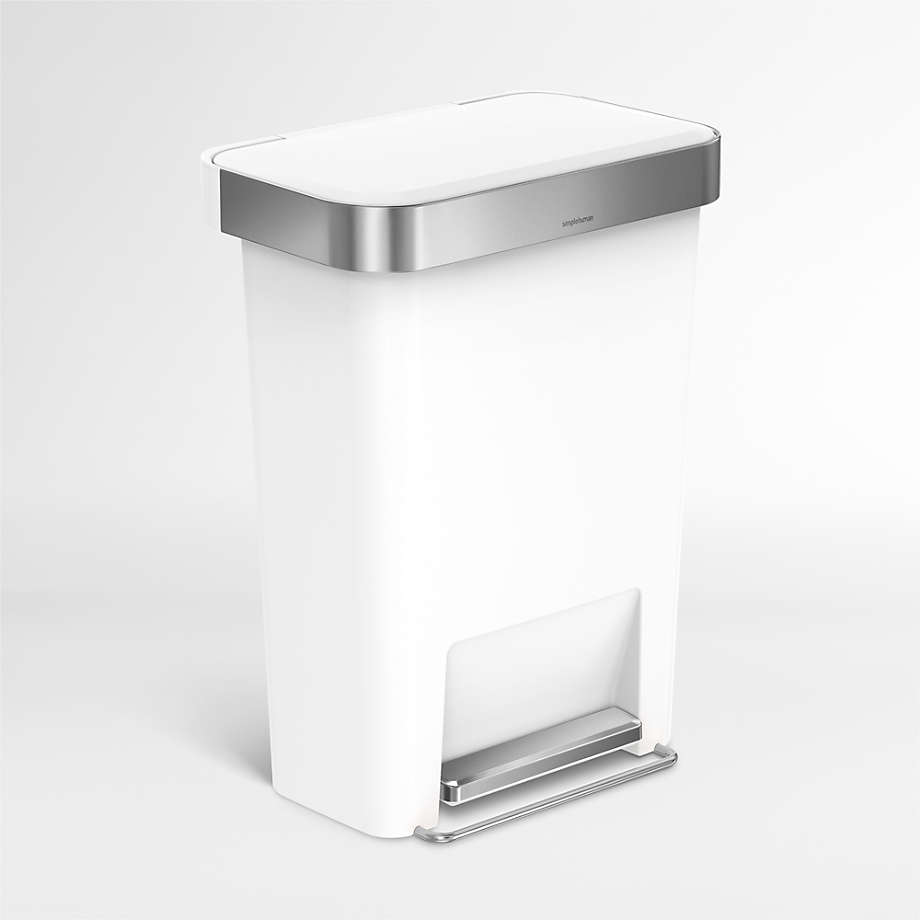 simplehuman White Plastic 45-Liter Rectangular Step Trash Can + Reviews