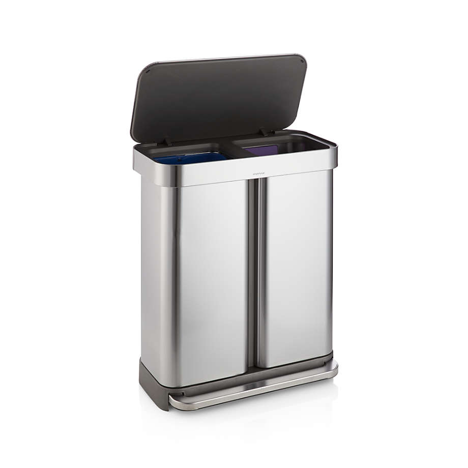 simplehuman Dual Compartment Rectangular 58-Liter Step Trash Can