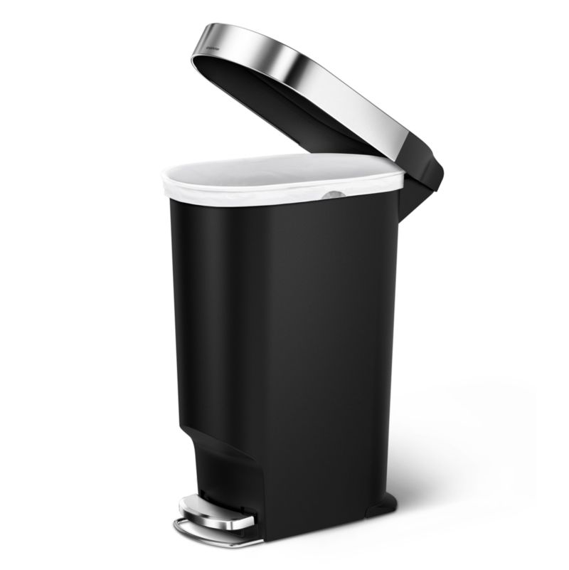 simplehuman ® Black Plastic 40-Liter Slim Step Trash Can - image 2 of 5