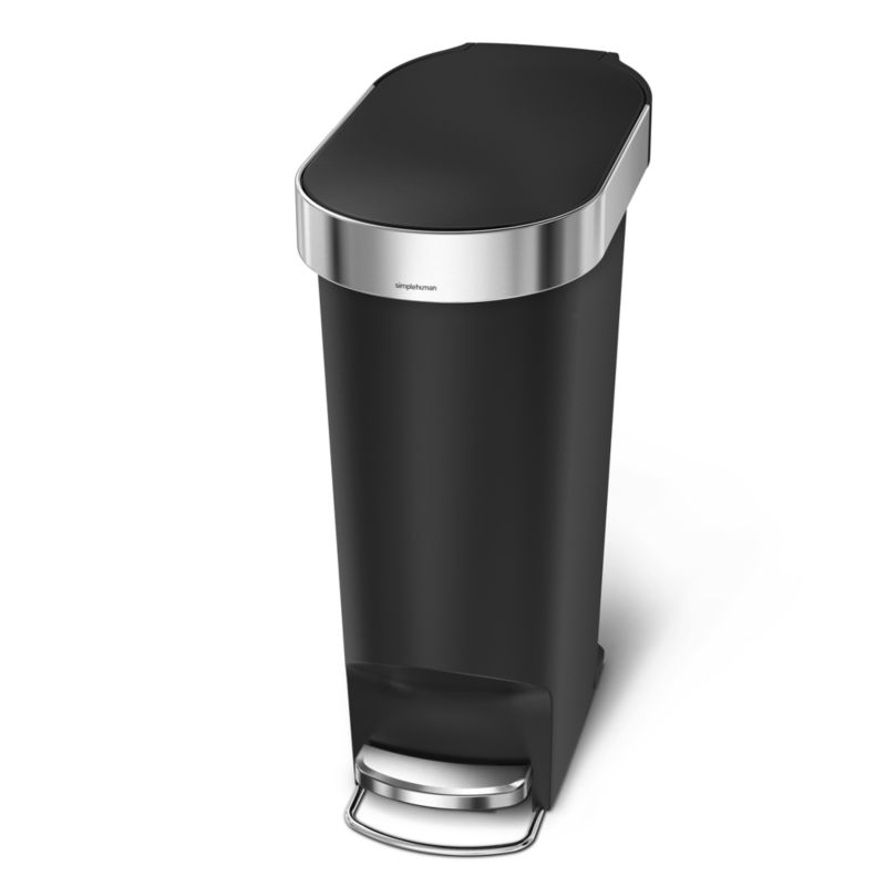 simplehuman ® Black Plastic 40-Liter Slim Step Trash Can - image 4 of 5