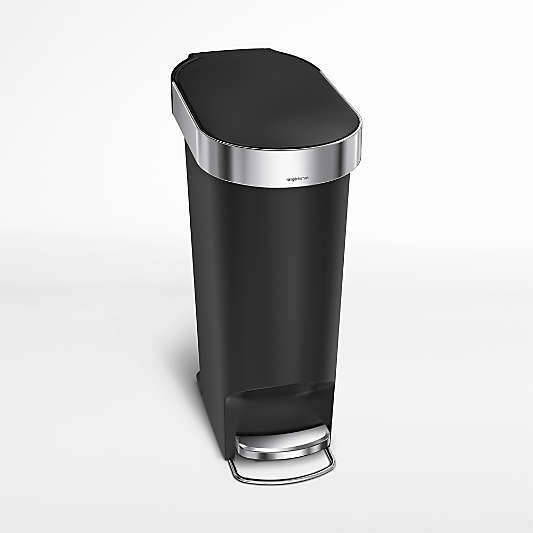 simplehuman ® Black Plastic 40-Liter Slim Step Trash Can