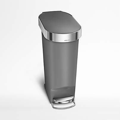 simplehuman ® Grey Plastic 40-Liter Slim Step Trash Can