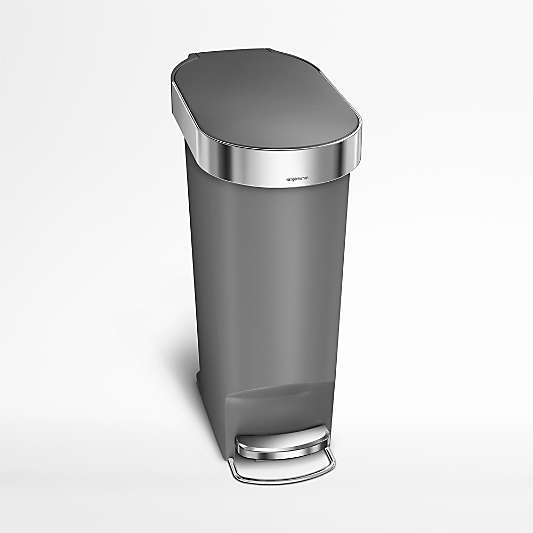 simplehuman ® Grey Plastic 40-Liter Slim Step Trash Can