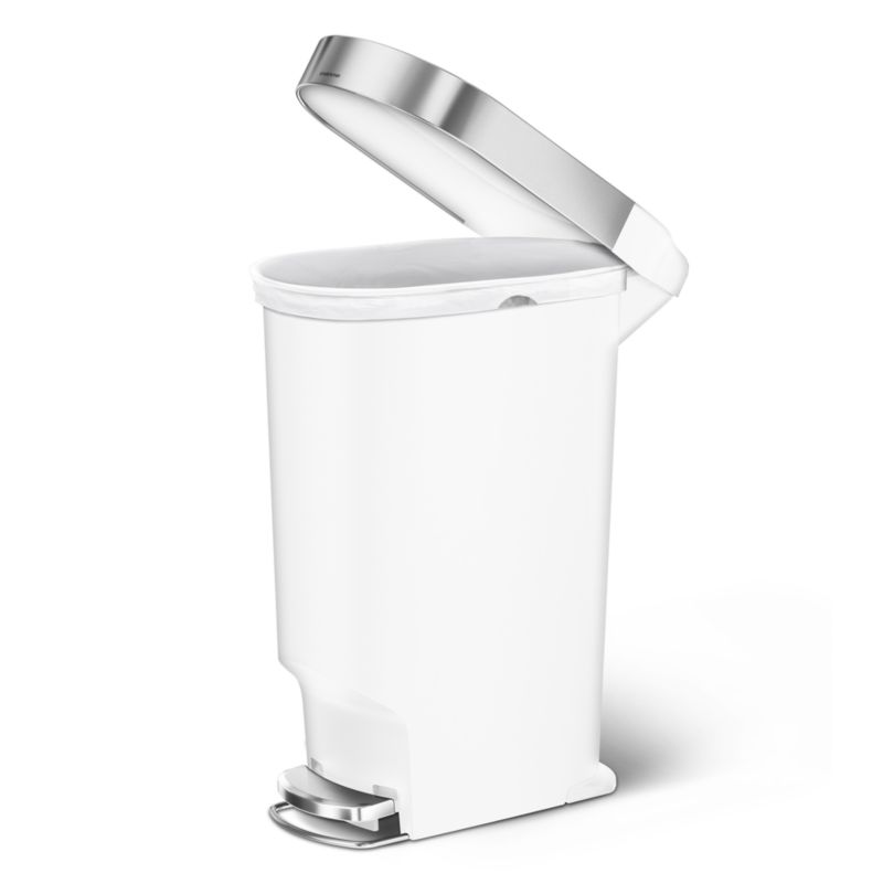 simplehuman ® White Plastic 40-Liter Slim Step Trash Can - image 3 of 4