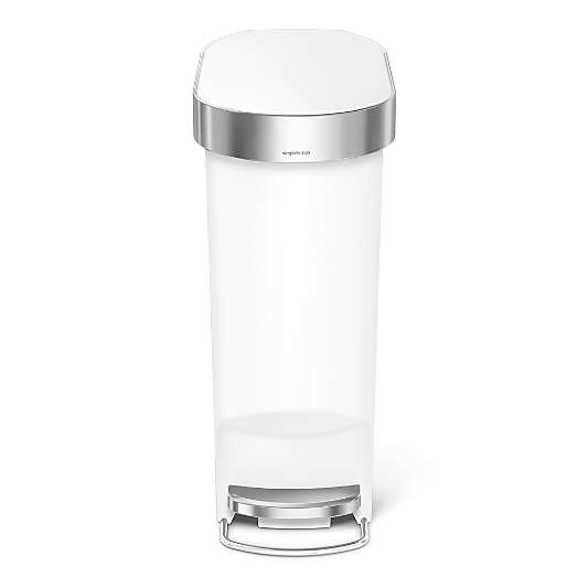 Simplehuman 40 Liter Slim Liner Rim Trash Can, White Plastic