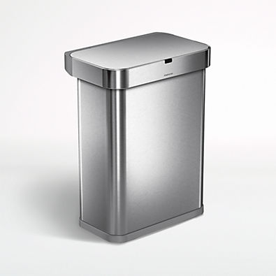 View Simplehuman 58 Liter Voice + Motion Sensor Trash Can with Liner Pocket, Brushed Stainless Steel details