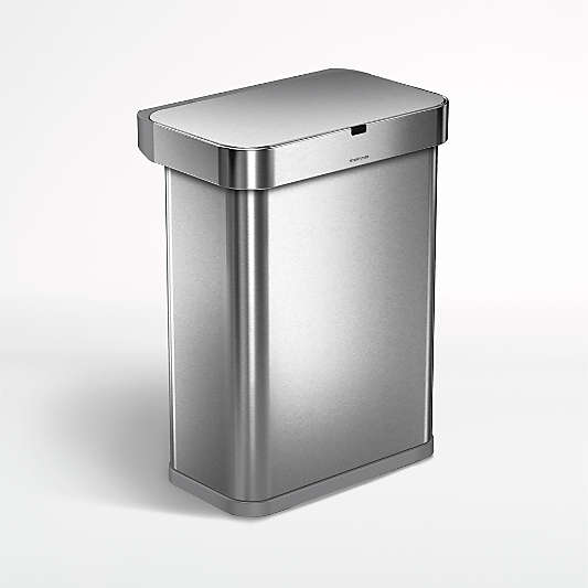 simplehuman ® Brushed Stainless Steel 58-Liter Rectangular Sensor Can with Voice and Motion Control